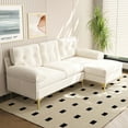 thumbnail image 1 of Techmilly Upholstered Sectional Sofa for Home, Apartment, Dorm, Bonus Room, Compact Space with Recliner, 3 Seats, L Shape Design, Reversible Ottoman Bench - Beige, 1 of 9