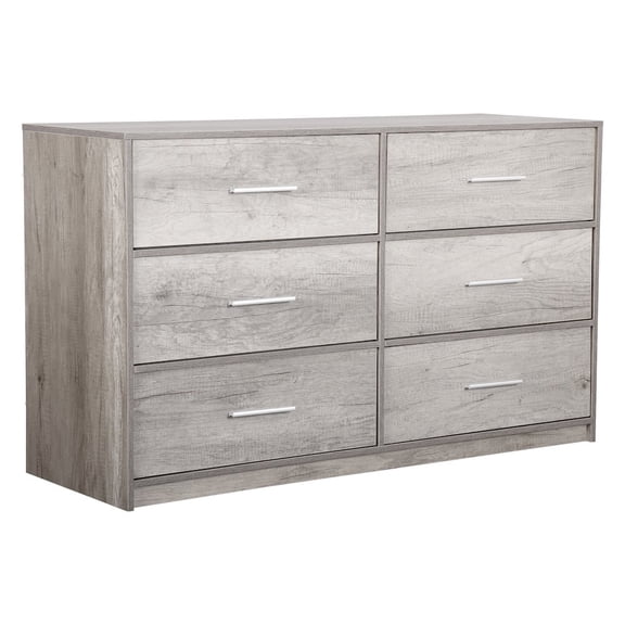 Techni Home 6-Drawer Dresser with Large Fabric Drawers, Grey