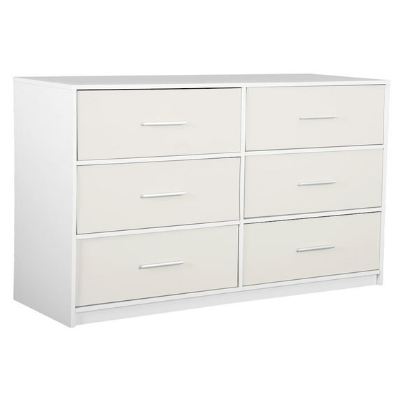Techni Home 6-Drawer Dresser with Large Fabric Drawers, White