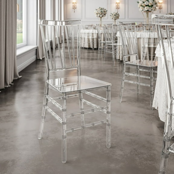 Techni Home Chiavari Style Chair, Set of 2 Stackable Acrylic Chairs for Weddings, Parties, Events, or Extra Dining Seating, Modern and Versatile for Indoor/Outdoor Use, Clear