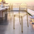 thumbnail image 1 of Techni Home Ghost Chair, Set of 4 Stackable Acrylic Chairs for Weddings, Parties, Events, Extra Dining Seating, Modern Versatile for Indoor/Outdoor Use, Amber, 1 of 10