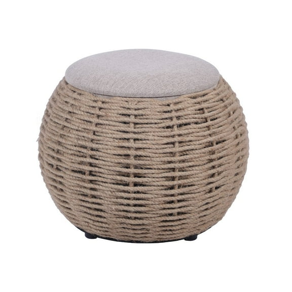 Techni Home Natural Woven Ottoman with Storage, Brown