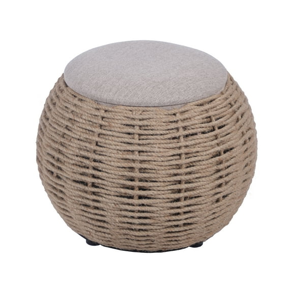 Techni Home Natural Woven Ottoman with Storage