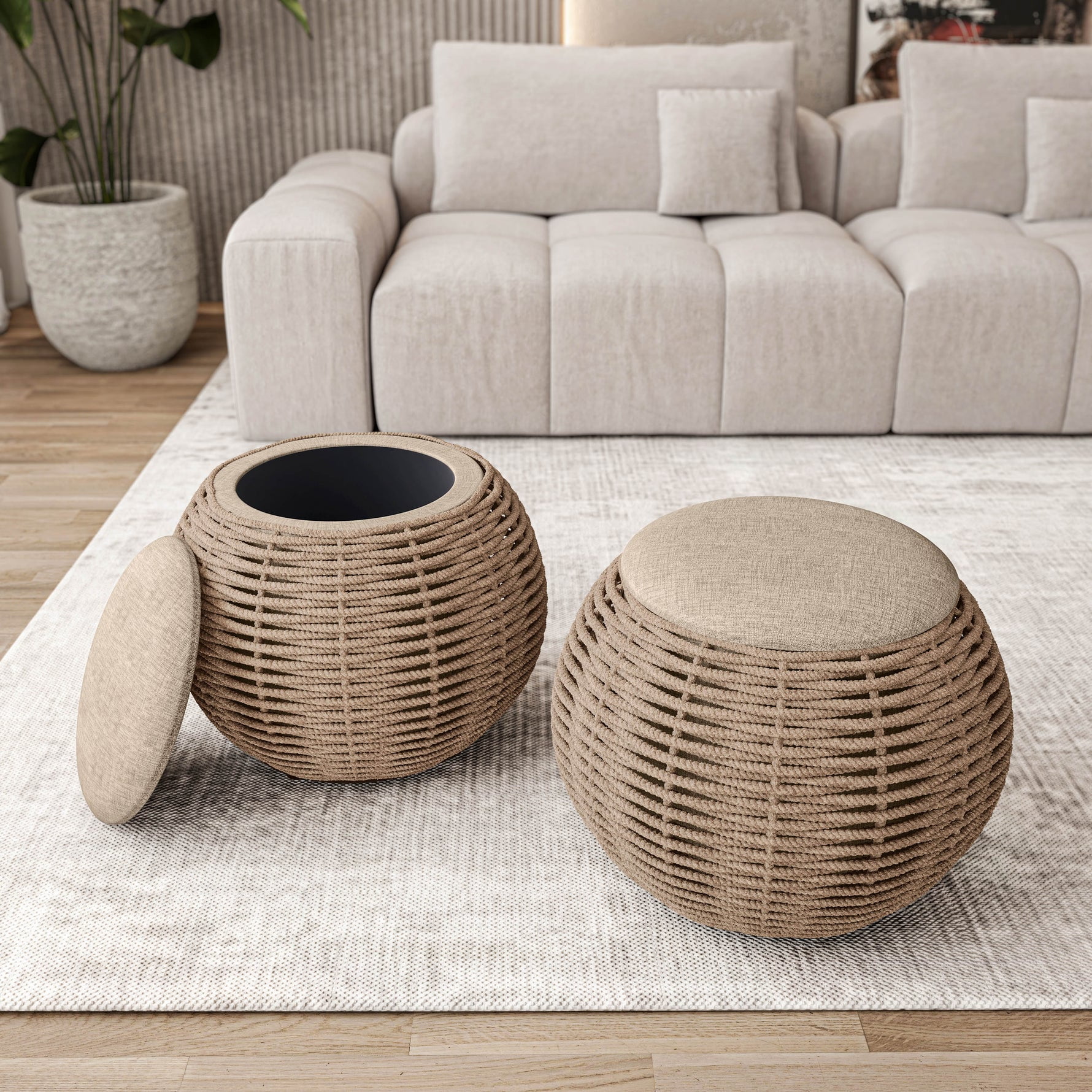 Photo inspiration: Visual Reference: Techni Home Natural Woven Ottoman With Storage