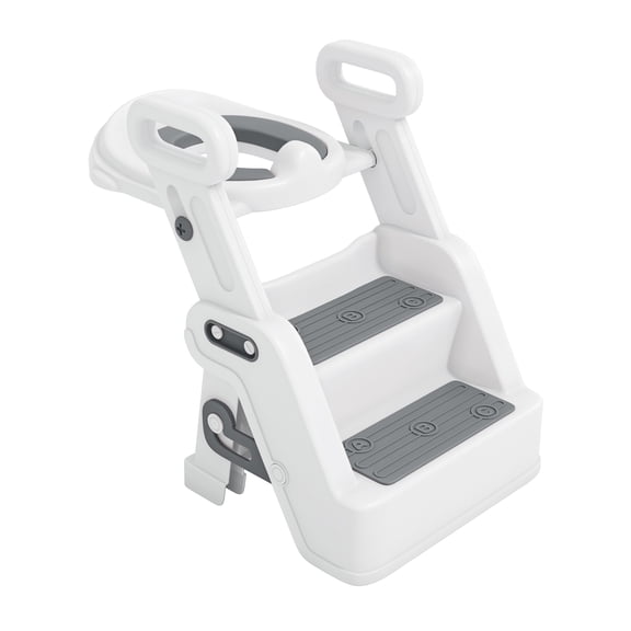 Techni Home Toddler Potty Training Seat with Step Stool Ladder and Handles, Grey
