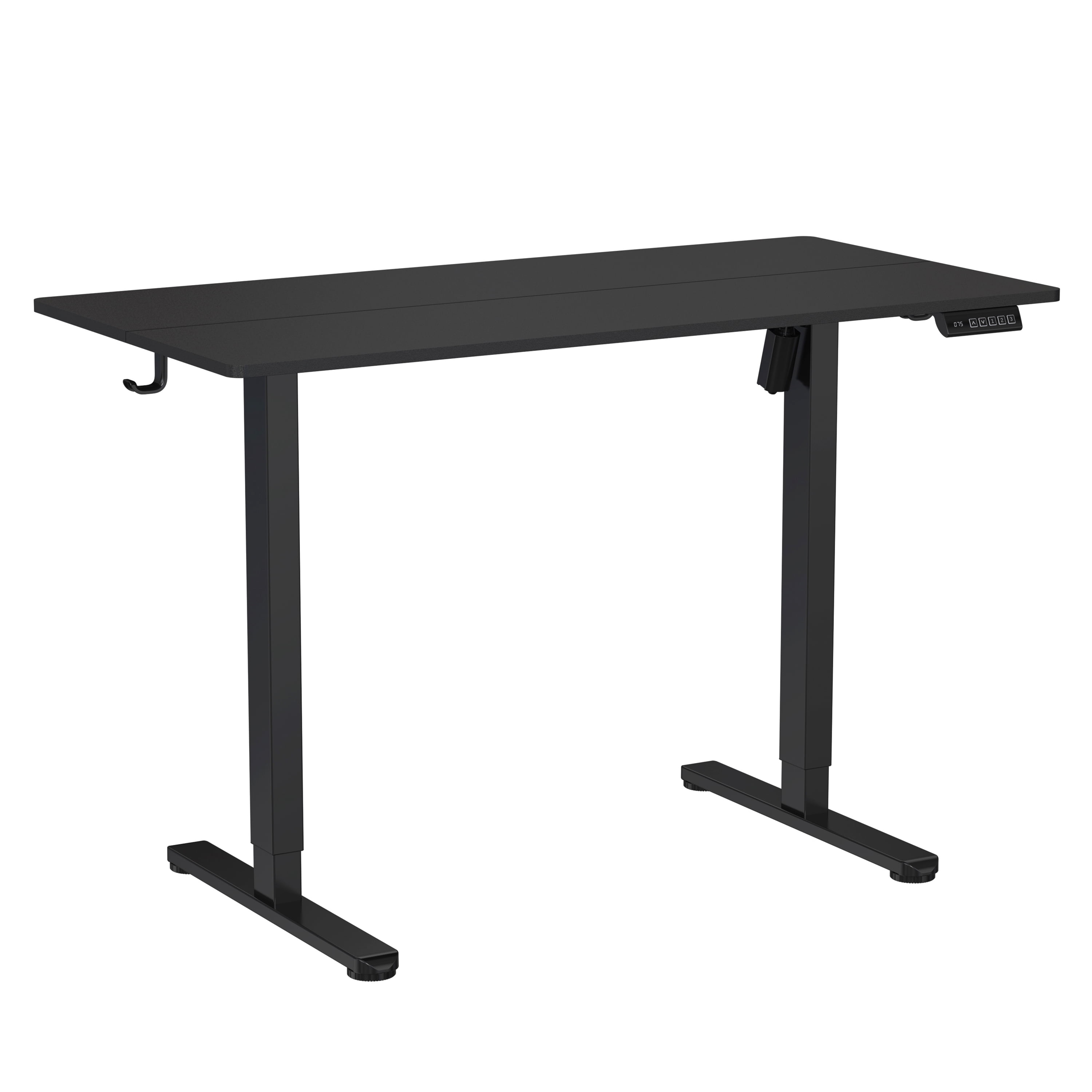 Techni Mobili 47.25” W Electric Standing Desk, Height Adjustable Sit-to-Stand Desk with 3 Memory Presets and Dual Accessory Hooks, Black