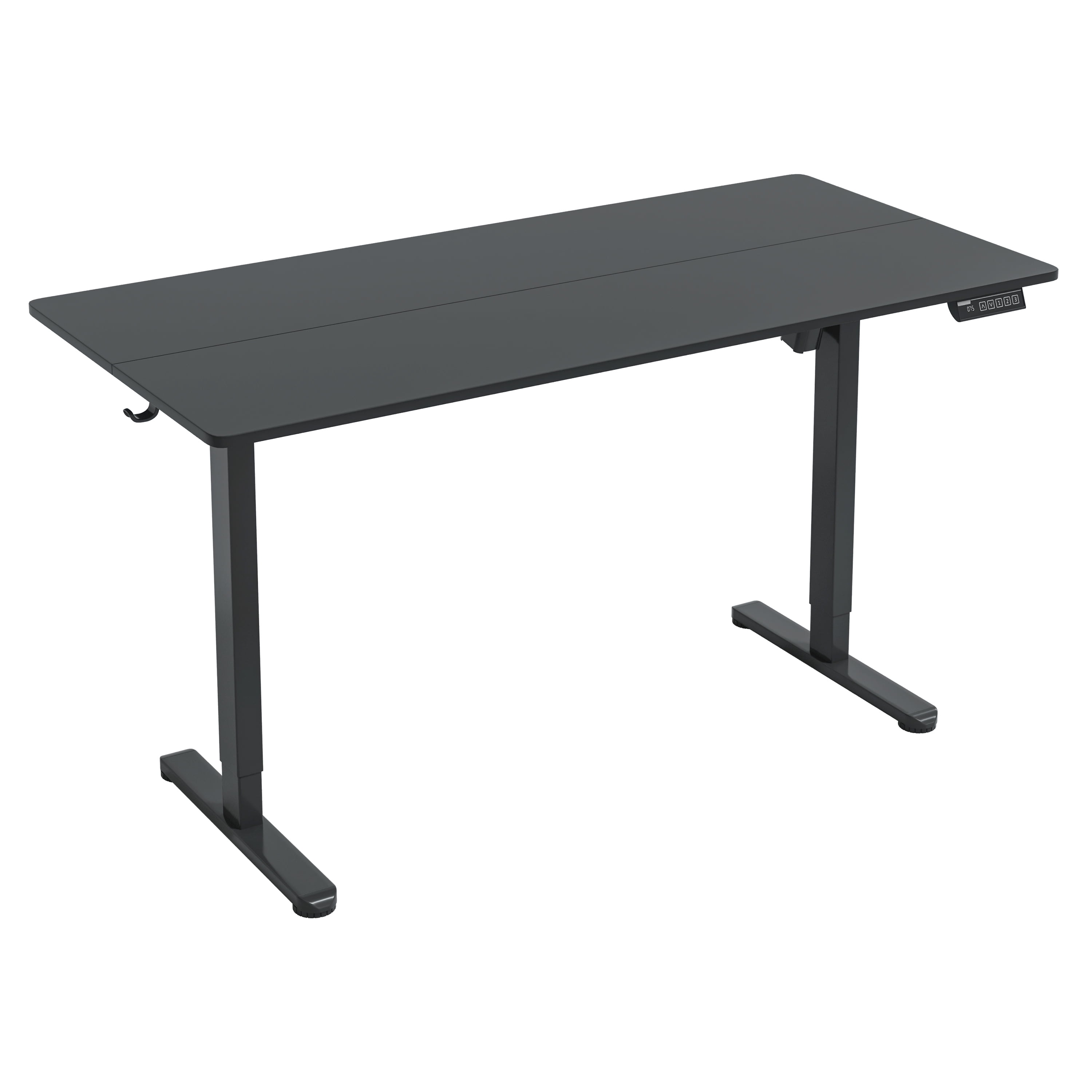 Techni Mobili 55” W Electric Standing Desk, Height Adjustable Sit-to-Stand Desk with 3 Memory Presets and Dual Accessory Hooks, Black