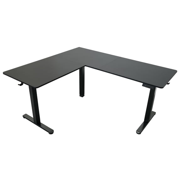 Techni Mobili 63” W L-Shaped Electric Standing Desk with Spacious Desktop, 3 Memory Height Presets and 2 Accessory Hooks, Black