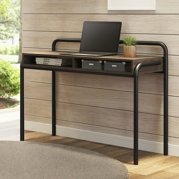 Techni Mobili Allure Classic Writing Desk with Open Storage, Walnut RTA-984D-WAL