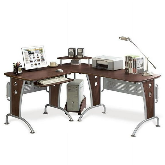 Techni Mobili CD-3806-M615 Mahogany L-Desk With Left Return
