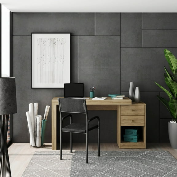 Techni Mobili Cassa Expandable Home Office Desk, Pine RTA-988D-PN