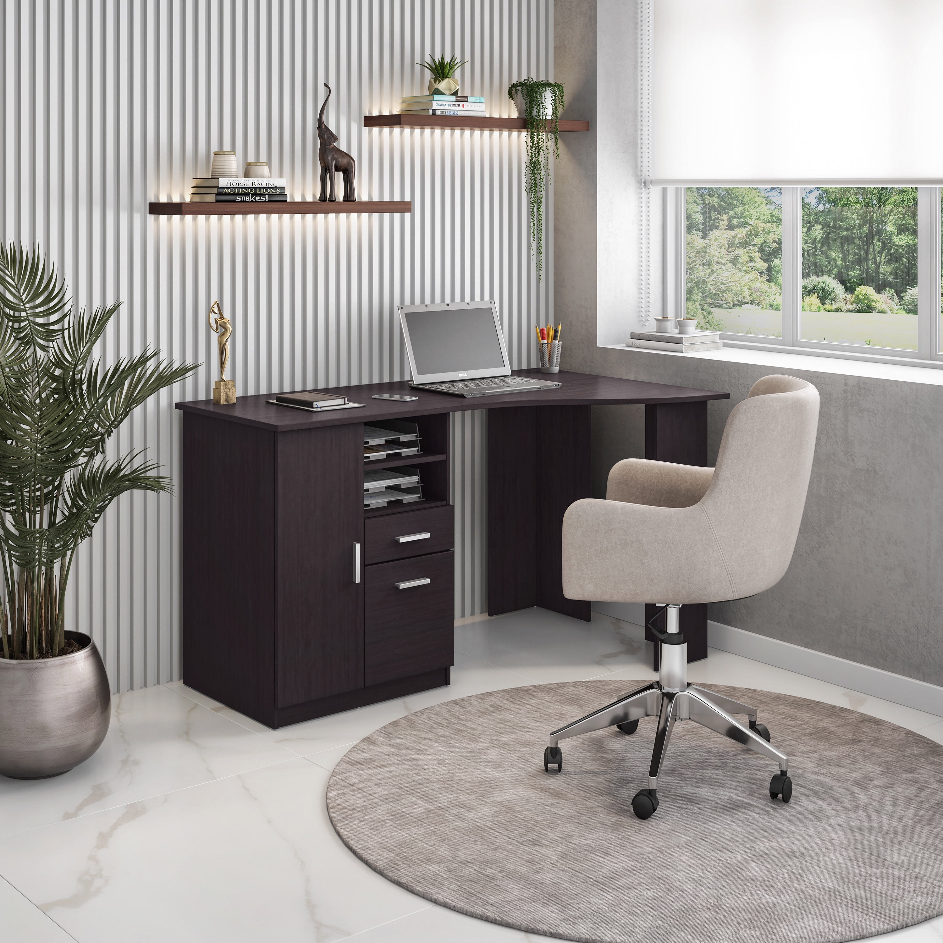 Techni Mobili Classic Office Desk with Storage, Espresso RTA
