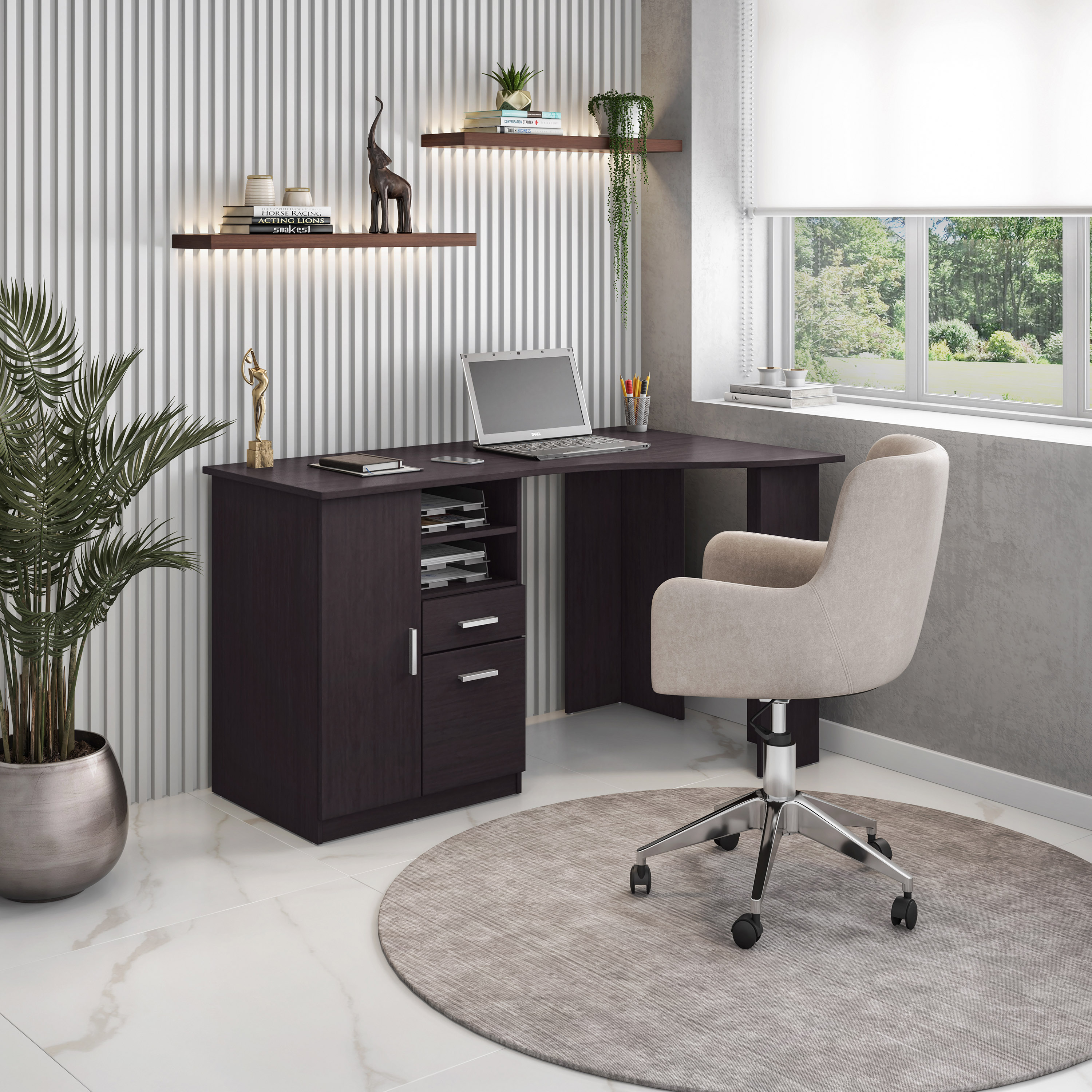Mainstays Computer Desk with Side Storage, Espresso