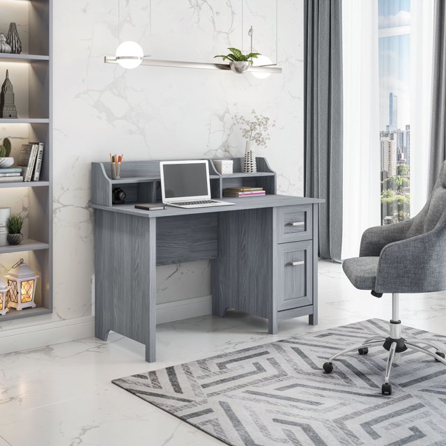 Techni Mobili Classic Office Desk with Storage, Gray, Modern Design