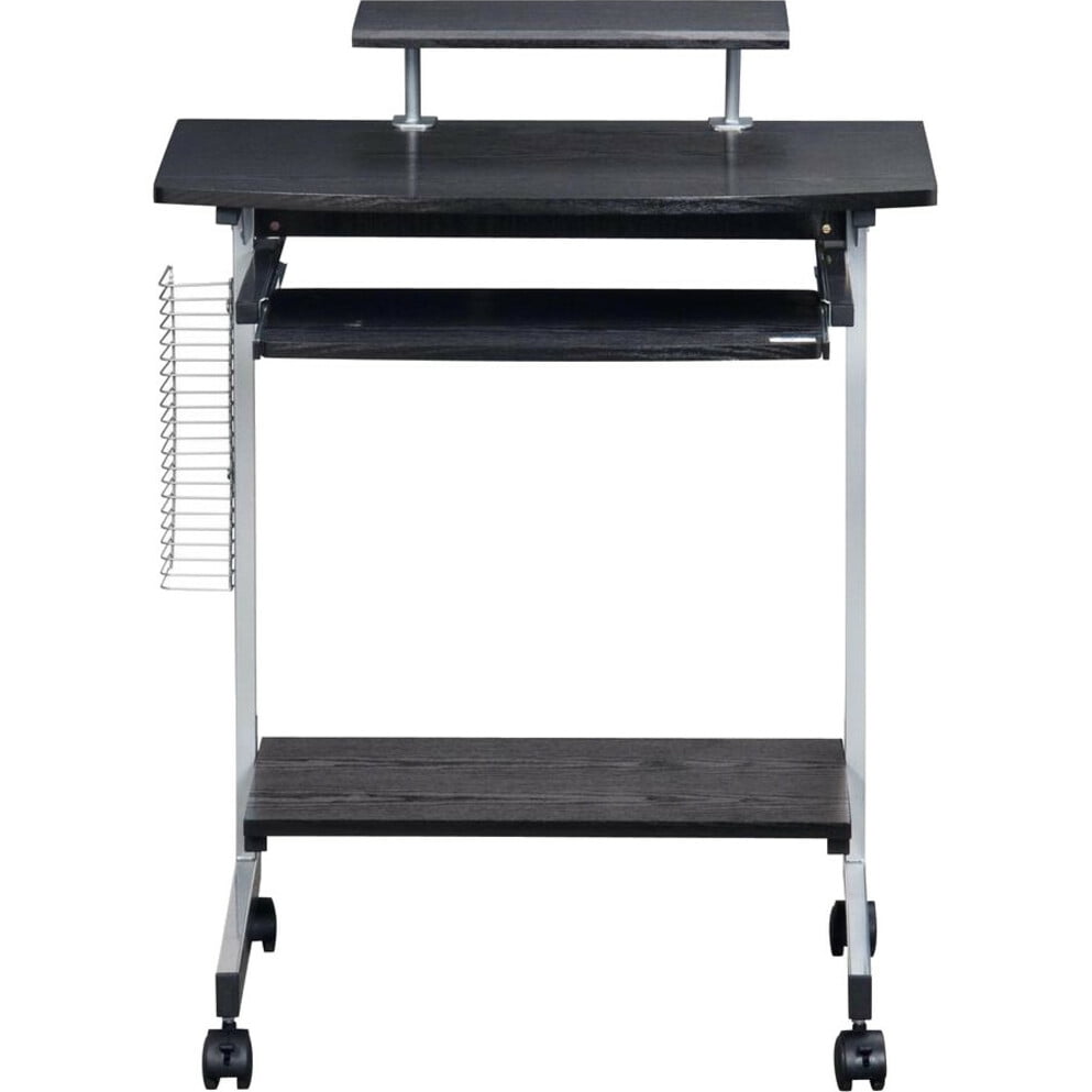 Espresso Compact Workstation Cart with Slide-Out Keyboard Tray