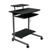 Techni Mobili Compact Computer Cart with Multiple Storage, Ergonomic Workstation, RTA-2018-GPH06