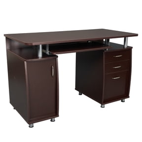 Techni Mobili Complete Adult Computer Workstation with Cabinet and Drawers, 30" H, Chocolate RTA-4985-CH36