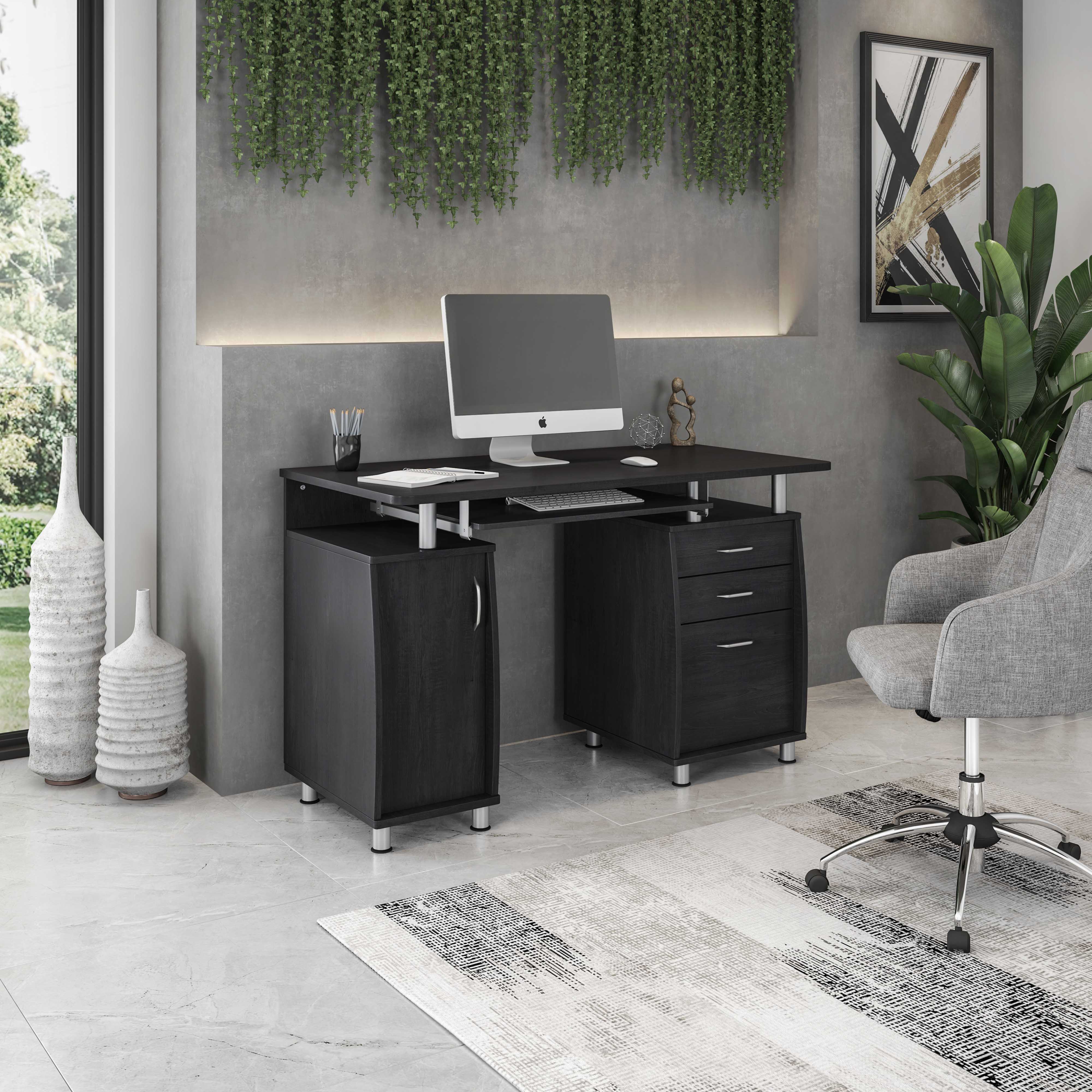 Techni Mobili Complete Adult Computer Workstation with Cabinet and Drawers, 30" H, Espresso - image 1 of 14