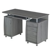 Techni Mobili Complete Adult Computer Workstation with Cabinet and Drawers, 30" H, Gray RTA-4985-GRY