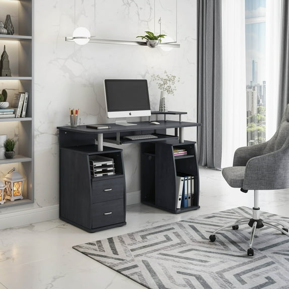 Techni Mobili Complete Computer Workstation Desk with Storage, Espresso RTA-8211-ES18