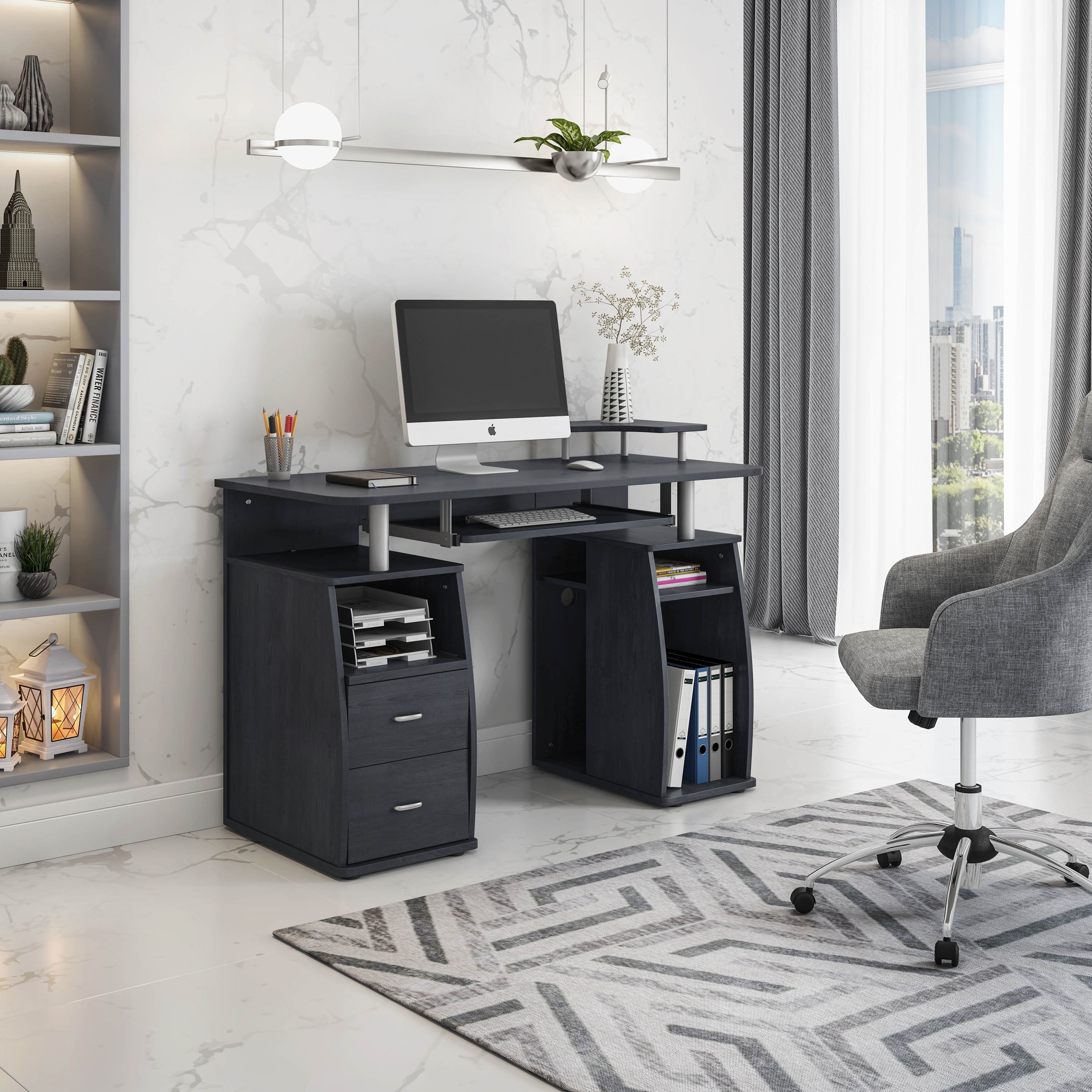 Techni Mobili Complete Computer Workstation Desk with Storage Espresso