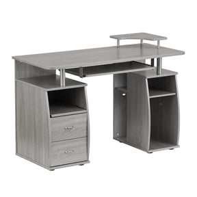 Techni Mobili Engineered Wood 2-Drawers Computer Desk with Keyboard Tray in Gray