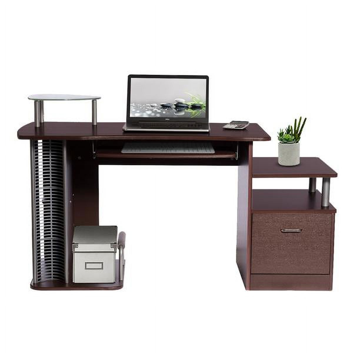 Techni Mobili Complete Computer Workstation Desk with Storage and Media Rack RTA-2202, Chocolate - image 1 of 4