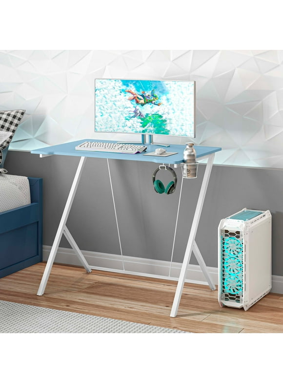 Techni Mobili Computer Desk for Kids with Headphone and Cup Holder, Blue