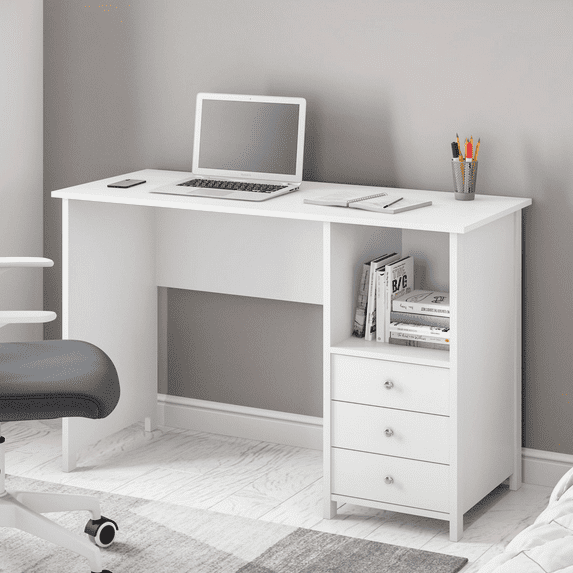 Techni Mobili Contemporary 3-Drawer Computer Desk, White