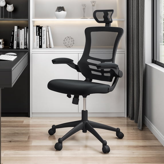 Techni Mobili Executive High Back Office Chair with Headrest in Black RTA-80X5-BK