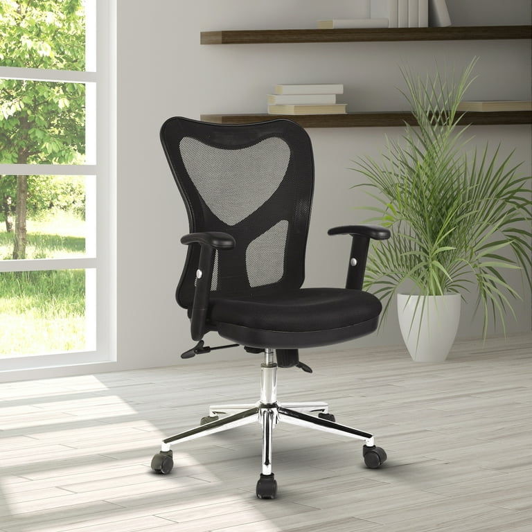 Techni Mobili  High Back Executive Mesh Office Chair with Arms, Lumbar  Support and Chrome Base