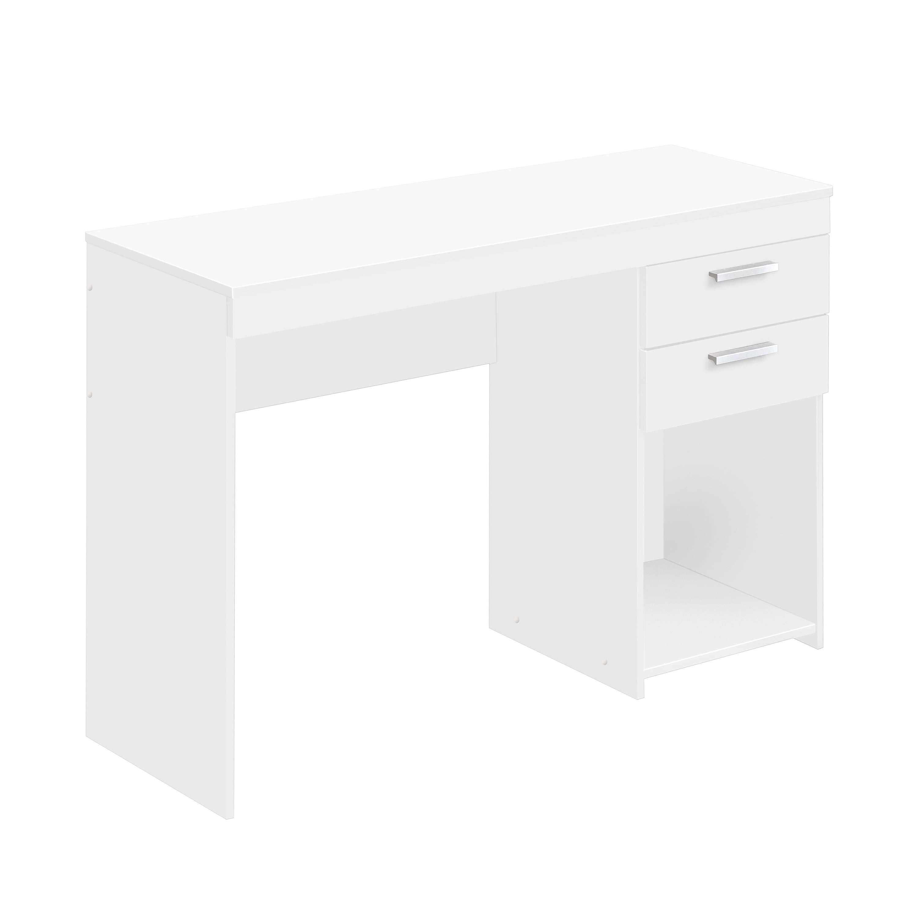 Contemporary White Particle Board Corner Writing Desk with Drawers