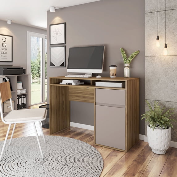 Techni Mobili Home Office Computer Workstation Desk with Storage, Walnut RTA-957D-WAL