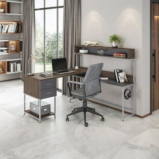 L shaped Desks with Hutches