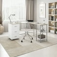 thumbnail image 1 of Techni Mobili L-Shape Home Office Desk with Storage, Sand RTA-739DL-SND, 1 of 15