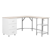 Techni Mobili L-Shape Home Office Desk with Storage, Sand RTA-739DL-SND