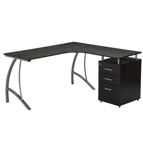 Techni Mobili L Shape Corner desk with File Cabinet in Dark Espresso