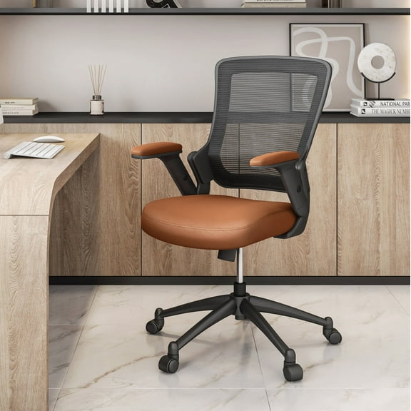 Techni Mobili Mid-Back Mesh Task Office Chair, Brown RTA-8030-BRN