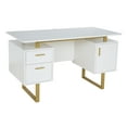 thumbnail image 1 of Techni Mobili Modern Adult Office Desk with Drawers and Storage, 51.25”W, White/Gold RTA-7002-GLD, 1 of 15