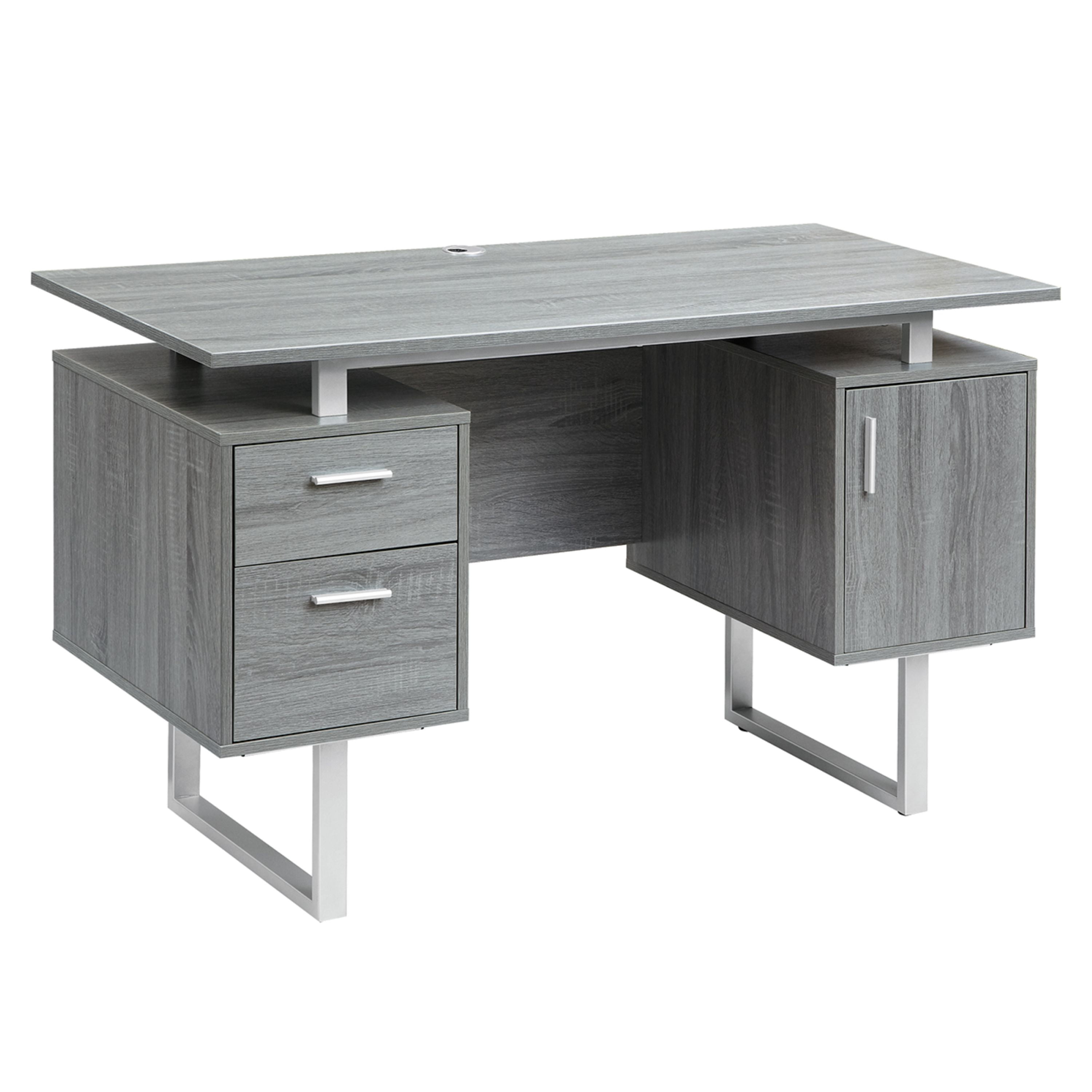 Techni Mobili Modern Adult Office Desk with Drawers and Storage, 51.25" W, Gray/Silver