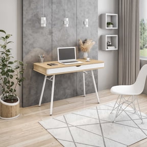 Techni Mobili Modern Computer Desk with Storage, Pine/White RTA-1462-PN