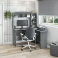 thumbnail image 1 of Techni Mobili Modern L-Shaped Desk with Hutch, Gray, 1 of 8