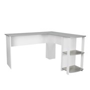 Techni Mobili Modern Engineered Wood L-Shaped Computer Desk with Shelves in Gray