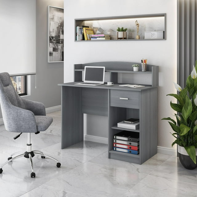 Techni Mobili Modern Office Desk with Storage Drawer, Writing Space and