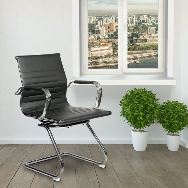 Techni Mobili Modern Visitor Office Chair, Black