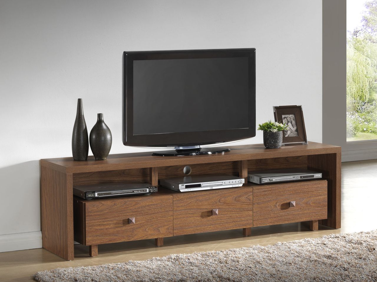 Techni Mobili Palma TV Cabinet for TVs up to 75", 3-Drawer Storage in Multiple Finishes - image 1 of 4