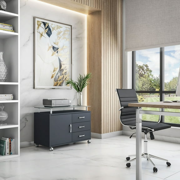 Techni Mobili Seguro 3 Drawer Wood Storage Cabinet in Graphite