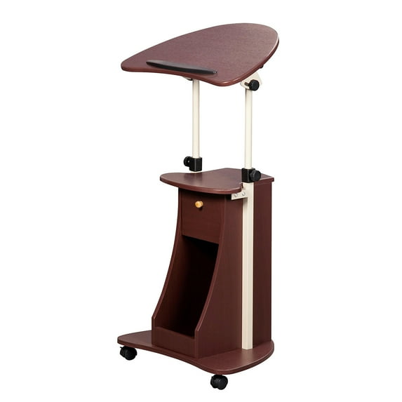 Techni Mobili Sit-to-Stand Mobile Medical Laptop Computer Cart, Brown