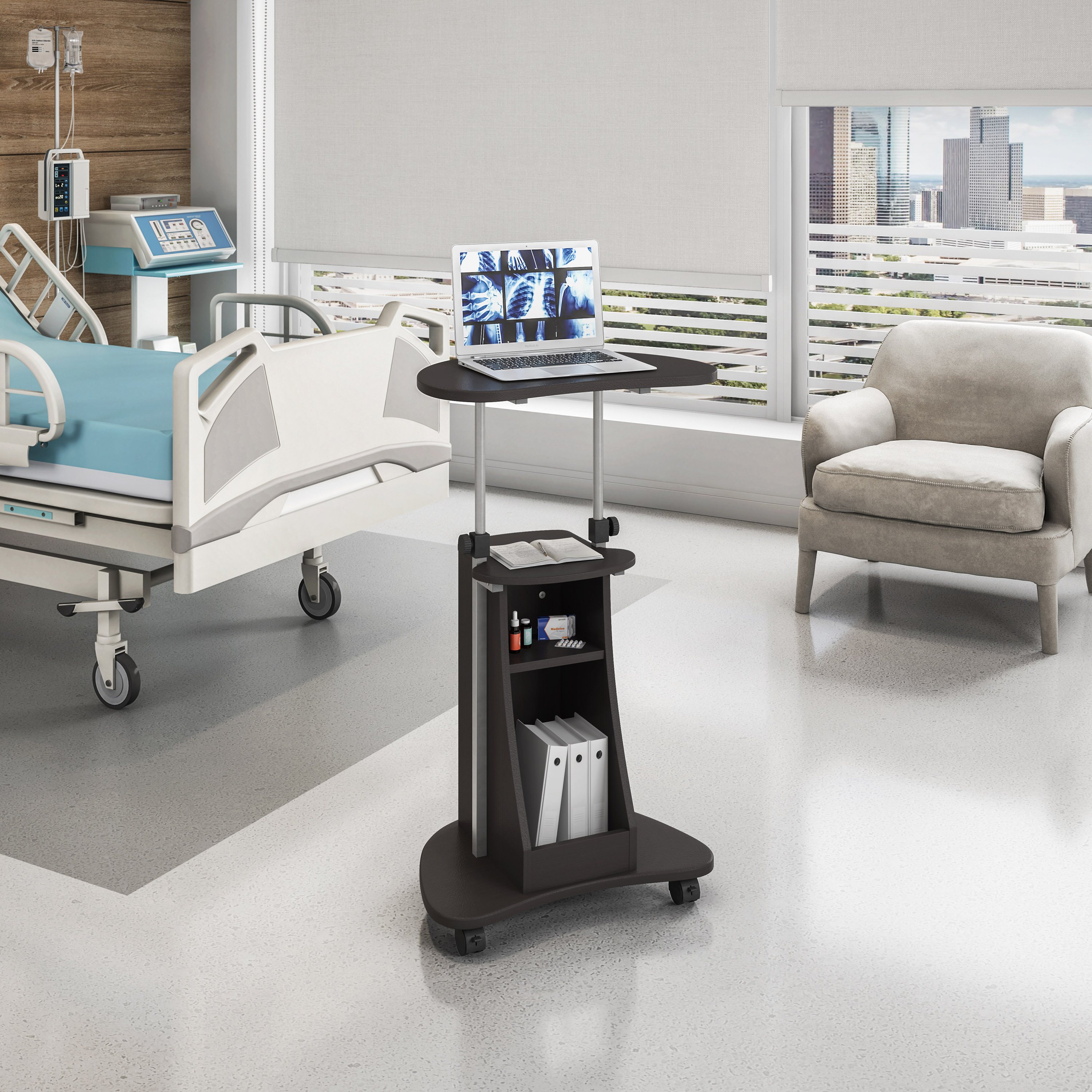 MountIt! Rolling Laptop Tray and Projector Cart Height Adjustable