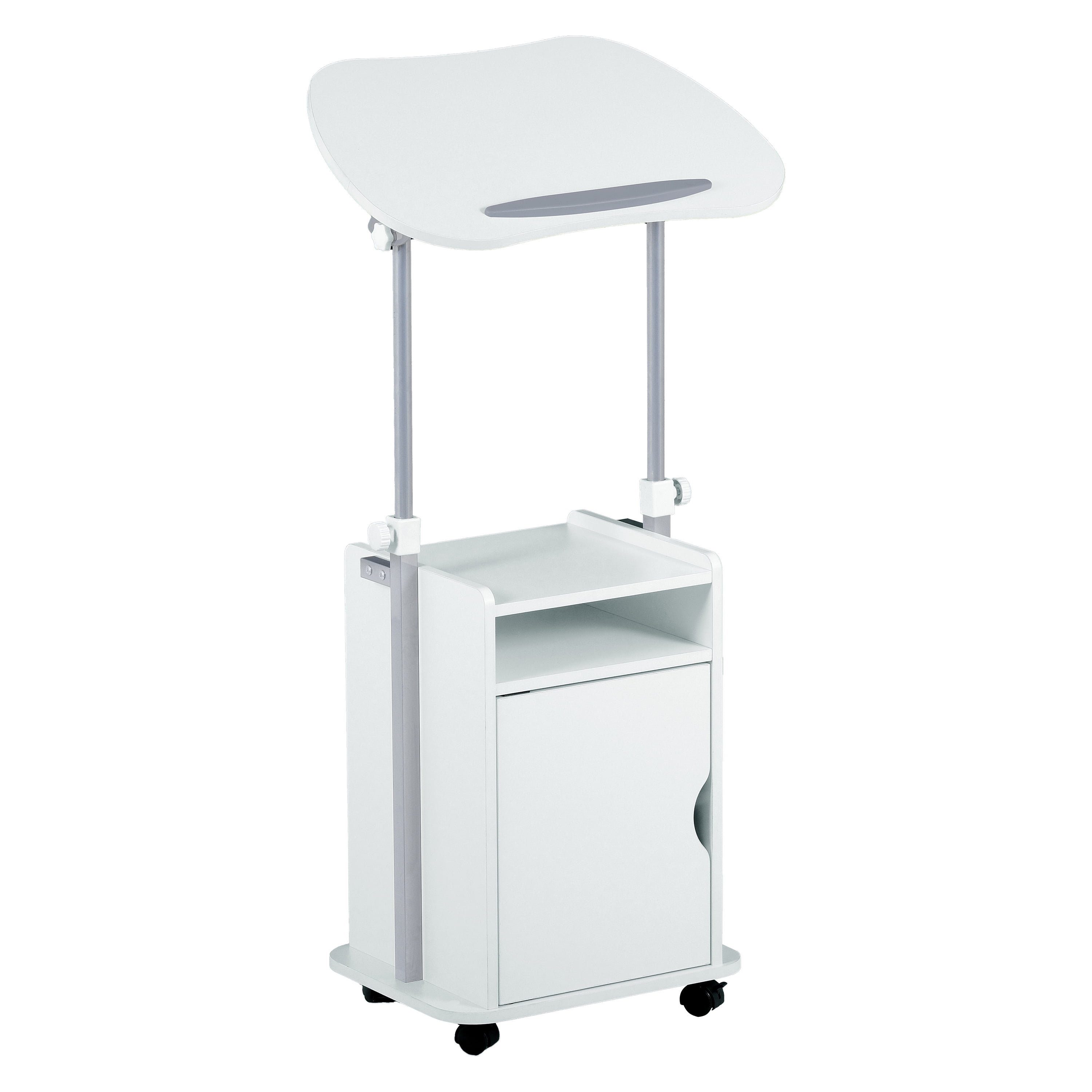 Techni Mobili Adjustable Laptop Cart – White Rolling Desk with Storage ...